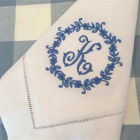 Embroidered Linen Dinner Napkins Custom Monogrammed With Etsy