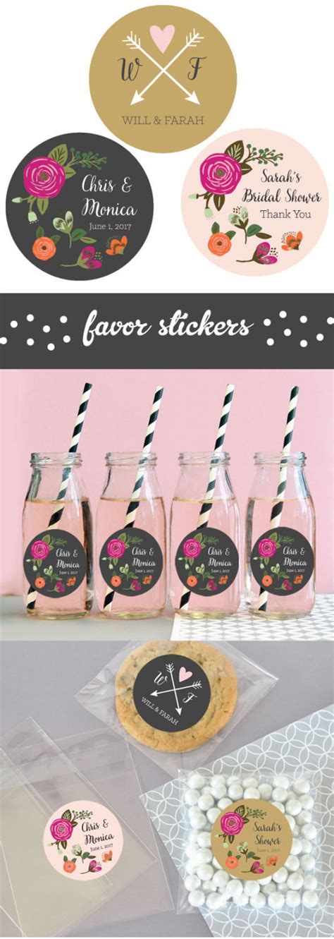 Wedding Favor Labels DIY Wedding Favor Stickers Floral Stickers for ...