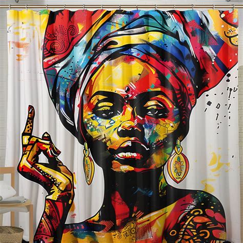 Colorful African Woman Tribal Tattoo Graffiti Art Shower Curtain