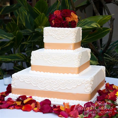 Photo of a square ribbon wedding cake - Patty's Cakes and Desserts