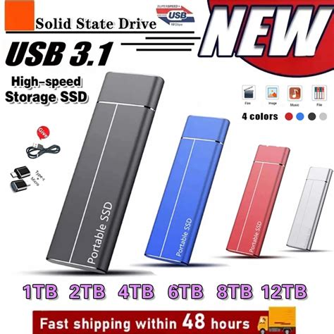 Внешний SSD-накопитель на 1 ТБ, 4 ТБ, 16 Тб, высокоскоростной внешний ...