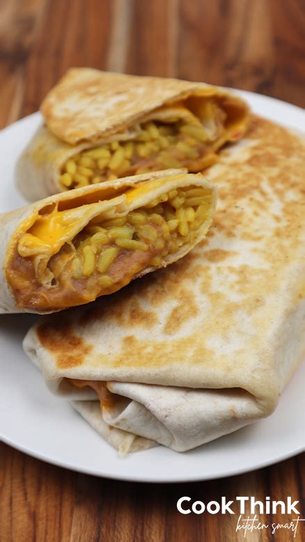 Cheesy Bean and Rice Burrito (Taco Bell Copycat) - CookThink