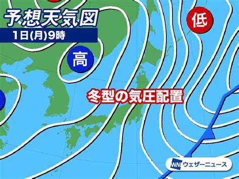 1月1日月の天気予報 一時的な冬型に 元日は晴れても風が冷たい ウェザーニュース