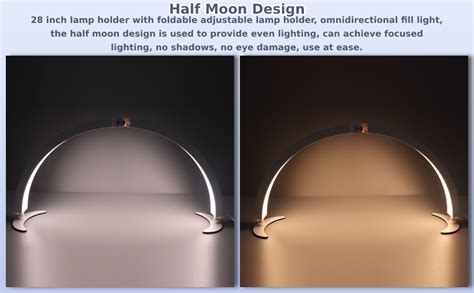 Ashata Half Moon Nail Desk Lamp Foldable Half Moon Led Table Lamp For