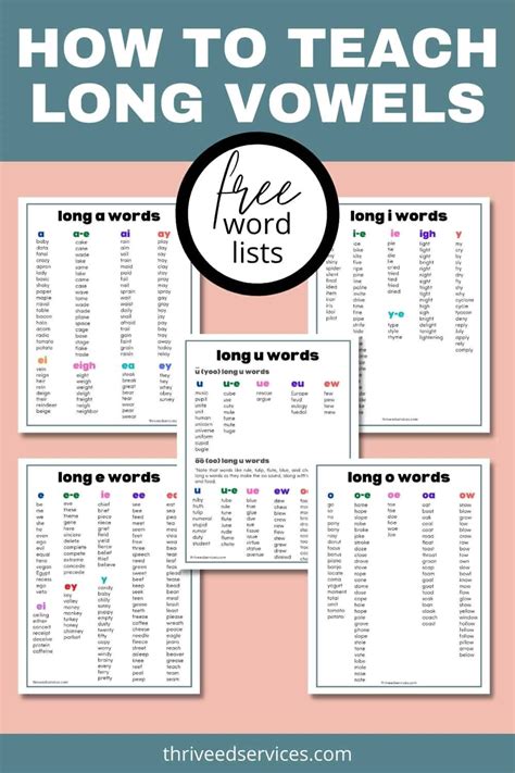 Long Vowel Sounds Word Lists Activities Thrive Literacy Corner