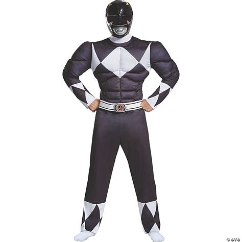 Men S Classic Muscle Mighty Morphin Power Rangers Black Ranger Costume