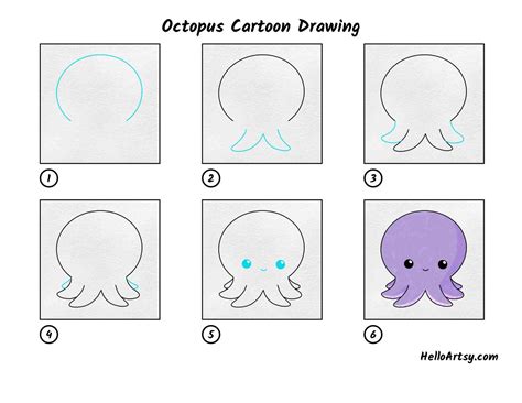 Octopus Cartoon Drawing Helloartsy