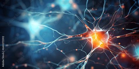 Active Nerve Cells Neuronal Network With Electrical Signals Stock