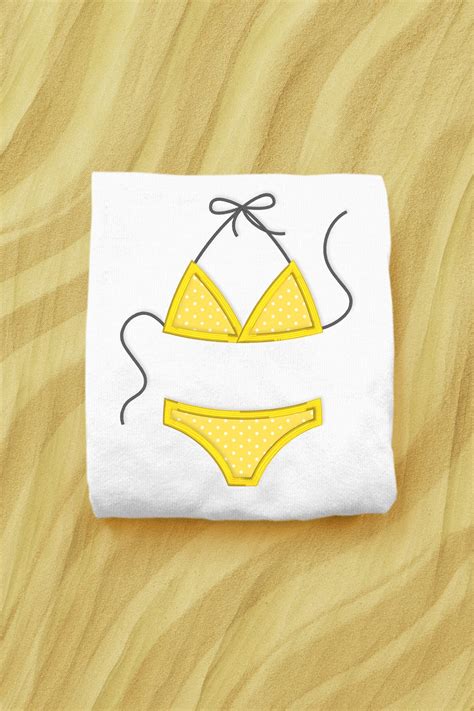 String Bikini Applique Embroidery File