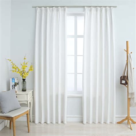 Maison Exclusive Cortinas Opacas Con Ganchos Piezas Blanco Crudo