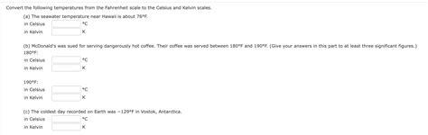 Solved Convert The Following Temperatures From The Chegg