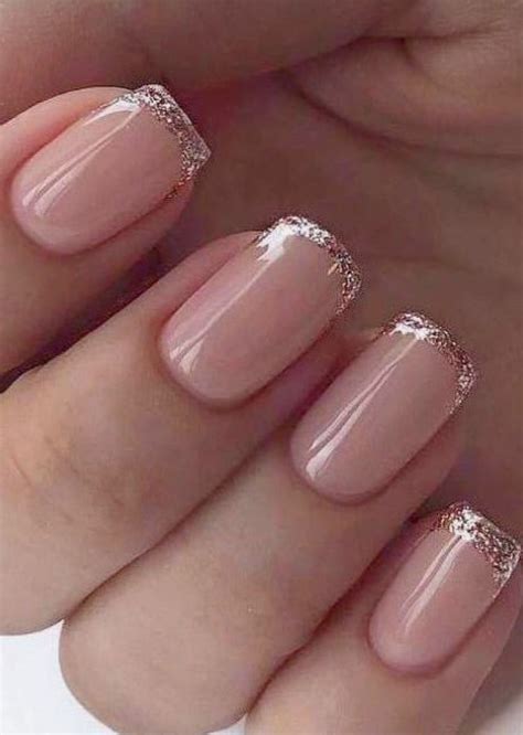 Gold Glitter French Manicure For Wedding Nails