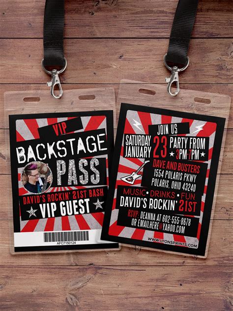 Vip Pass Backstage Pass Concert Ticket Birthday Invitation 40th 30th 21st 50th Party