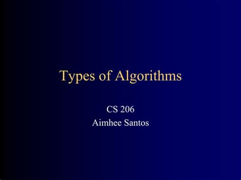 Types Of Algorithms Ppt Free Download