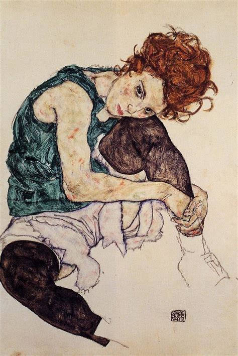 Seated Woman With Bent Knee By Egon Schiele Useum