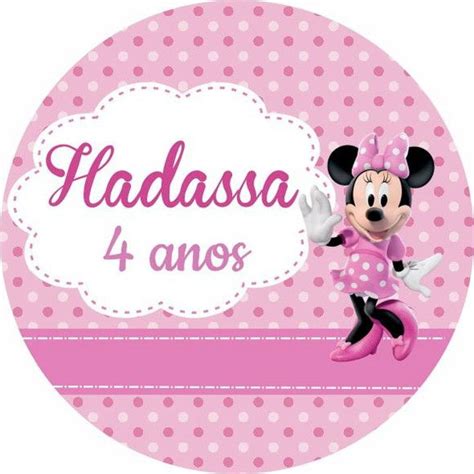 Adesivo Redondo 5cm Minnie Rosa No Elo7 Personalizart Papelaria