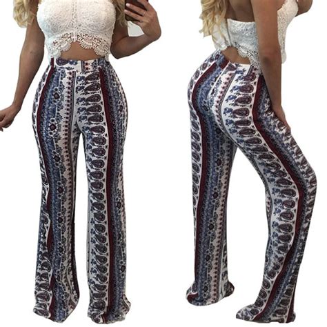 Boho Trousers For Women Doyerls High Waisted Casual Printed Long