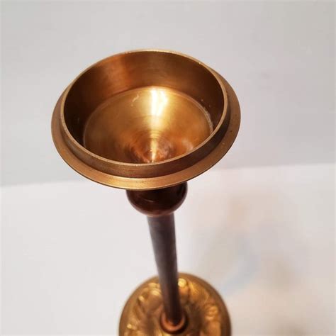 Accents Vintage Brass And Copper Candle Holder Brass Candlestick Embossed Leaf Design Poshmark