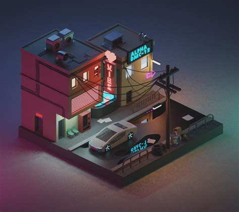 Low Poly Cyberpunk City 3D Illustration On Behance Cyberpunk House