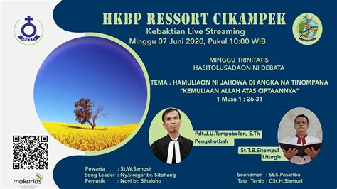 HKBP Cikampek Ibadah Minggu Trinitatis 07 Juni 2020 YouTube