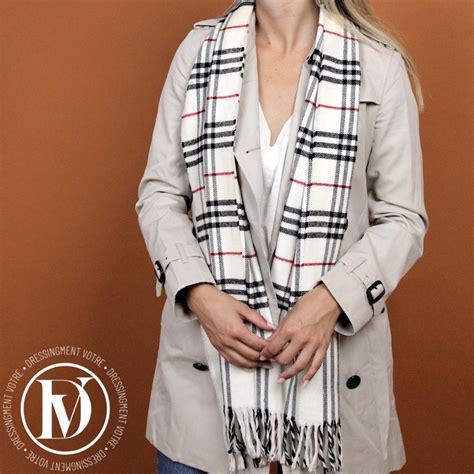 Écharpe tartan en cachemire blanc - Burberry