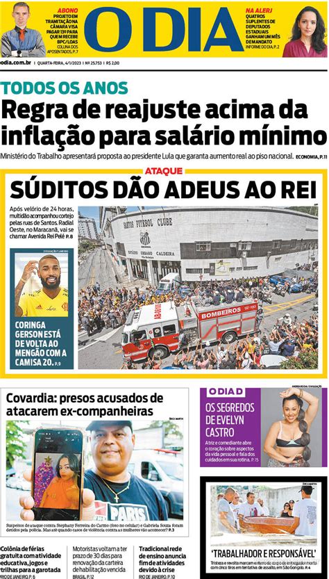 Capa O Dia Edi O Quarta De Janeiro De