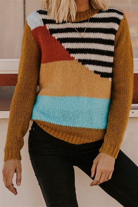 Color Block Sweater Knitting Pattern Warehouse Of Ideas