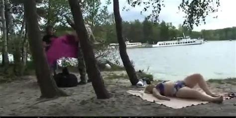 Old Blonde Takes Two Cocks Outdoors Tnaflix