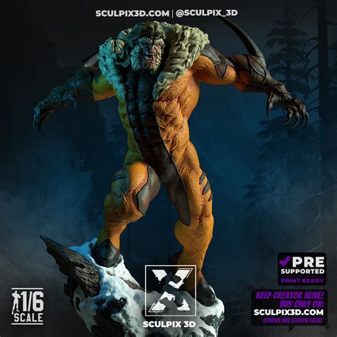 Sabretooth Stl Files For 3d Printing Model Statue Sculpix 3d