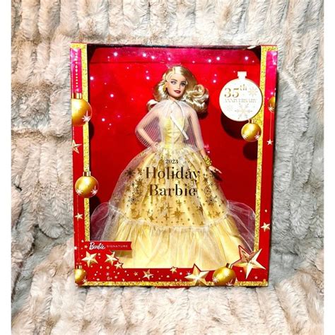 Barbie Toys Barbie Signature Holiday Collector Doll With Golden Gown Blonde Hair