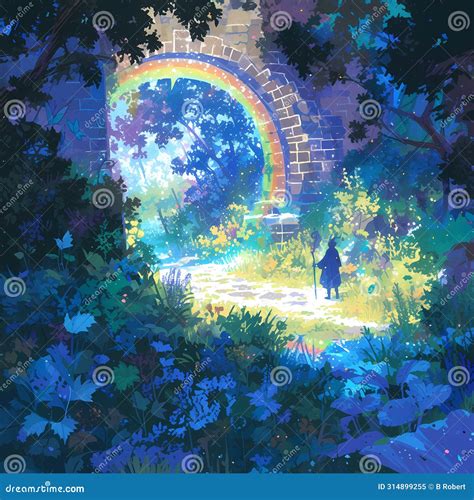 Fantasy Garden: Gateway To Enchanted Realm Stock Illustration