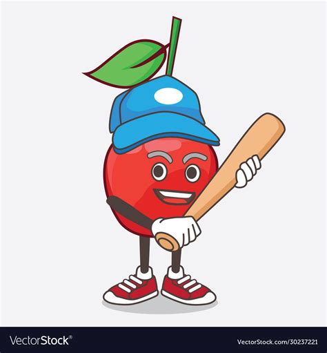 Bing cherry cartoon mascot character playing Vector Image