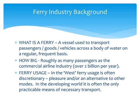 Domestic Ferry Safety in the Developing World | PPT