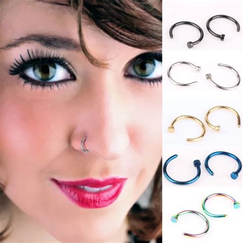 Aliexpress Buy 2Piece 6mm 8mm 10mm Medical Hoop Nose Ring Stud