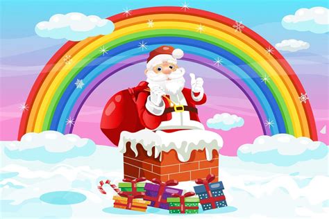 Rainbow Christmas Background Cartoon Santa Claus Boxing Day 3537071