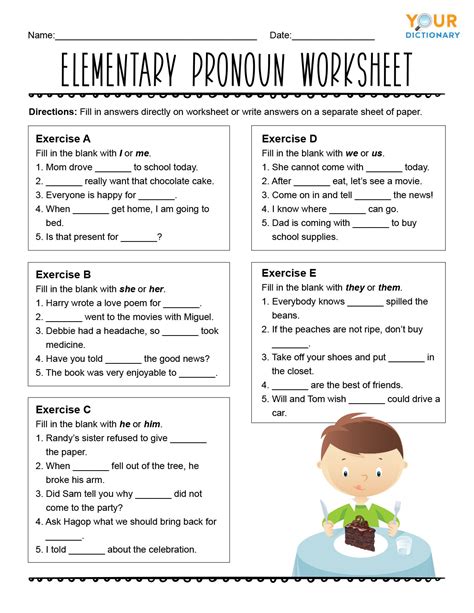 Pronoun Worksheet For Grade 1