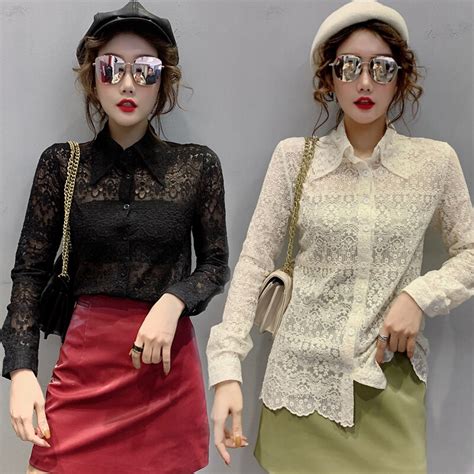 Women Tops Lace Blouse Shirt Womens Tops And Blouses Long Sleeve Lace