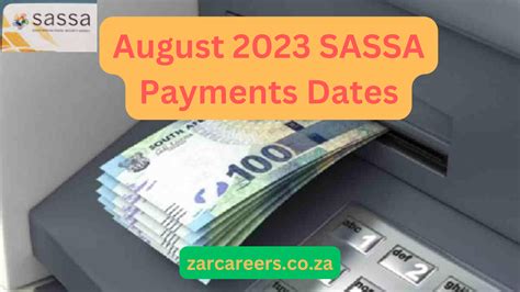 August 2023 SASSA Payments Dates ZAR Careers