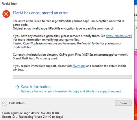 Fivem Error On Launch Fivem Client Support Cfx Re Community