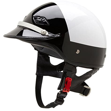 Official Police Motorcycle Helmet w/Leather Visor (Black/White, Size ...