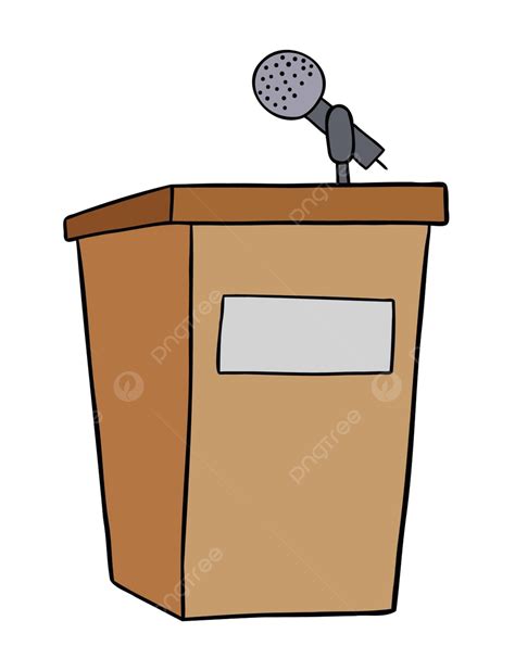 Wooden Lectern And Microphone Illustrated As A Cartoon Vector Vector