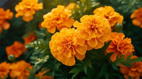 Hermosas flores de caléndula amarilla plantas imagen de fondo de