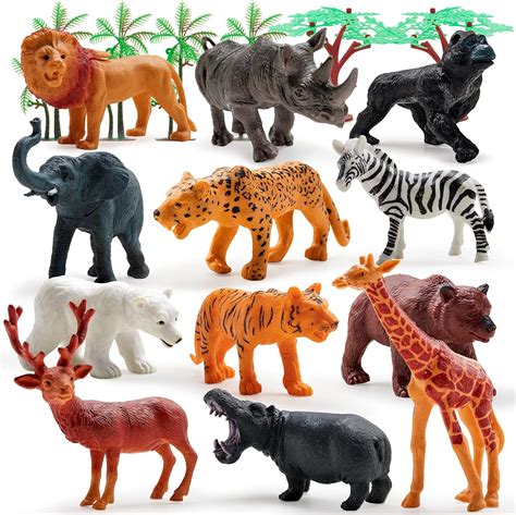 Hersity Large Animal Figurines Toys Realistic Wildlife Jungle Animals