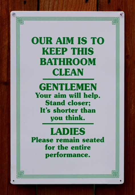 Our Aim Bathroom Clean Tin Sign Humor Funny Home Bar Dorm Restroom G37 ...