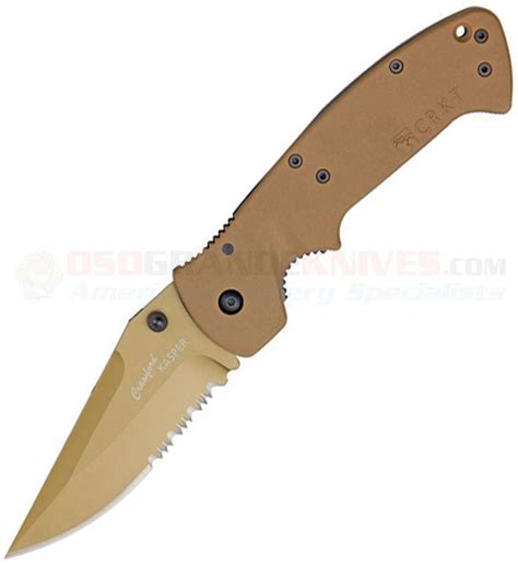CRKT Crawford Kasper Liner Lock Knife Tan (3.75 Inch Tan Serr) 6783DZ
