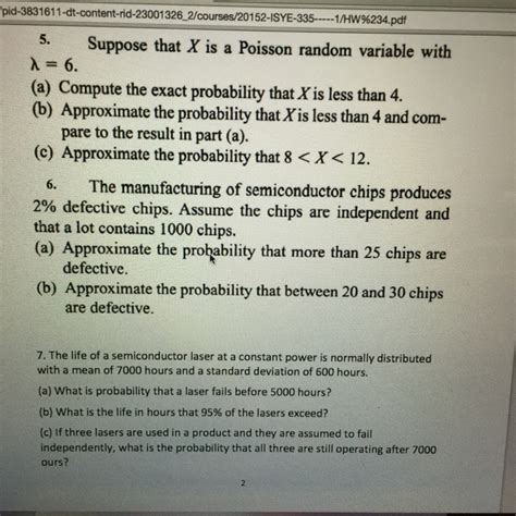 Solved Suppose That X Is A Poisson Random Variable With Chegg