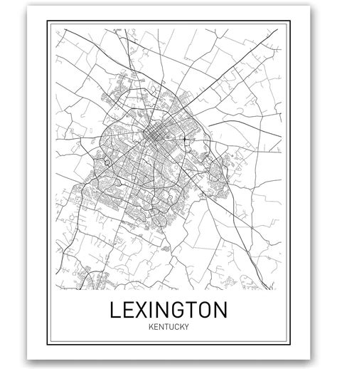 Buy Lexington Poster Map of Lexington Map City Map Posters Modern Map ...