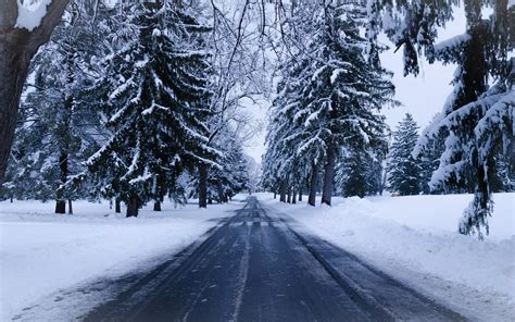 Snowy Road Winter Landscape Wallpapers - Wallpaper Cave