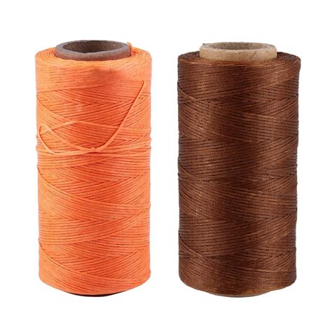 Top 2Pcs 260M 150D 1MM Leather Sewing Waxed Wax Thread Hand Needle Cord