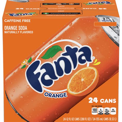 Fanta Orange Soda Fruit Flavored Soft Drink 12 Fl Oz 24 Pack